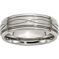 thumbnail image 1 of Primal Steel Stainless Steel Polished/Brushed Criss-Cross Design 7mm Ridged Edge Band, 1 of 9