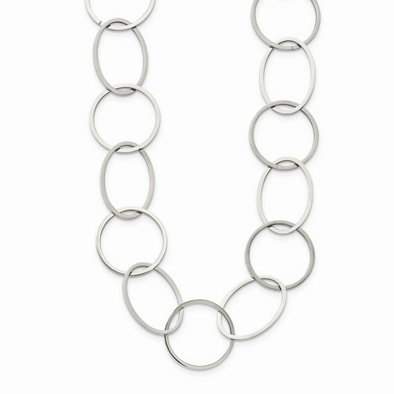 Primal Steel Stainless Steel Polished Circle Link 31.25-inch Necklace