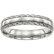 JEWELRYPOT Primal Steel Stainless Steel Polished Grooved Criss Cross Design Ring