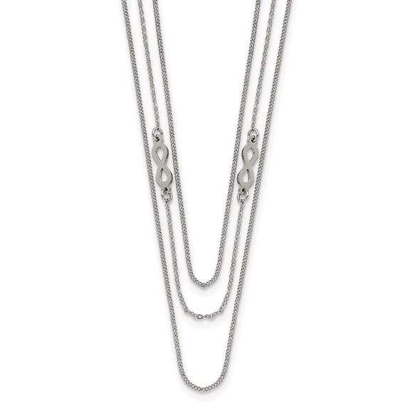 Primal Steel Stainless Steel Polished Infinity Sign 3-Strand 36-inch Necklace