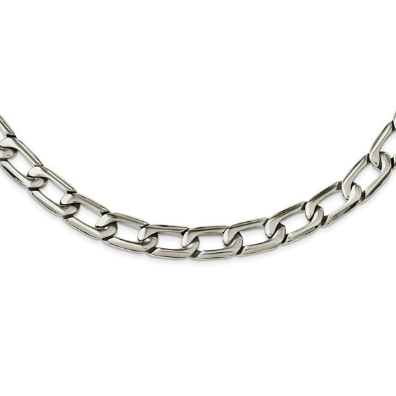 Primal Steel Stainless Steel Polished Open Link Squares 24-inch Necklace