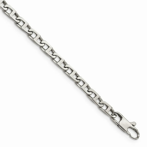 Primal Steel Stainless Steel Polished Oval Links 7.75 Inch Bracelet