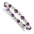 thumbnail image 1 of Primal Steel Stainless Steel Polished Purple Zebra Amethyst Beaded Stretch Bracelet, 1 of 5
