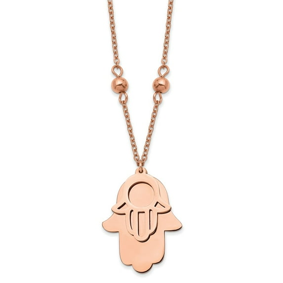 Primal Steel Stainless Steel Polished Rose IP-plated Hamsa 19.75-inch Necklace