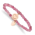 thumbnail image 1 of Primal Steel Stainless Steel Polished Rose IP-plated Heart Pink Jade Stretch Bracelet, 1 of 6
