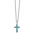 thumbnail image 1 of Primal Steel Stainless Steel Polished With Imitation Opal 22-inch Small Cross Necklace, 1 of 2