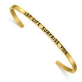 thumbnail image 1 of Primal Steel Stainless Steel Polished Yellow IP-plated with Enamel and Crystal LET LIFE SURPRISE YOU Cuff Bangle, 1 of 5