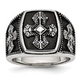thumbnail image 1 of Primal Steel Stainless Steel Polished and Antiqued Cross Ring, 1 of 10