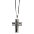 thumbnail image 1 of Primal Steel Stainless Steel Polished with Black Carbon Fiber 24 Inch Cross Necklace, 1 of 6