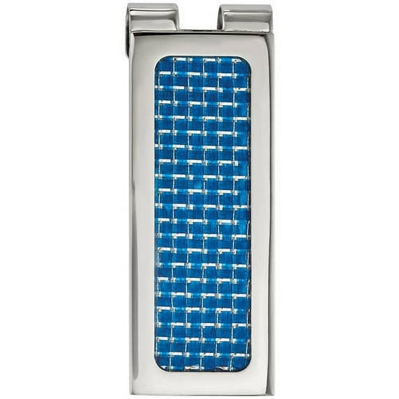 Primal Steel Stainless Steel Polished with Blue Carbon Fiber Inlay Money Clip