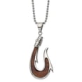 thumbnail image 1 of Primal Steel Stainless Steel Polished with Wood Inlay Hook 22-inch Necklace, 1 of 5