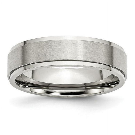 Primal Steel Stainless Steel Ridged Edge 6mm Brushed and Polished Band