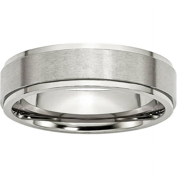 Primal Steel Stainless Steel Ridged Edge 6mm Brushed and Polished Band
