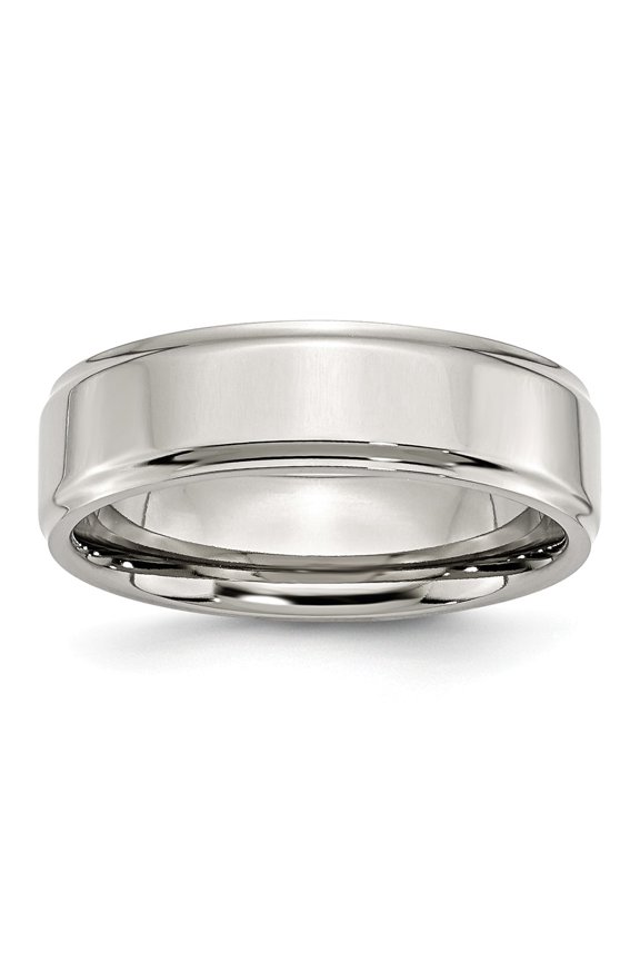 Stainless Steel Ridged Edge 7mm Band