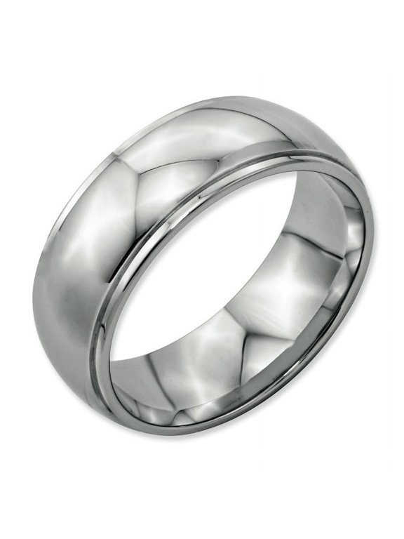 Stainless Steel Ridged Edge 8mm Band