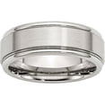 thumbnail image 1 of Primal Steel Stainless Steel Ridged Edge 8mm Brushed and Polished Band, 1 of 11