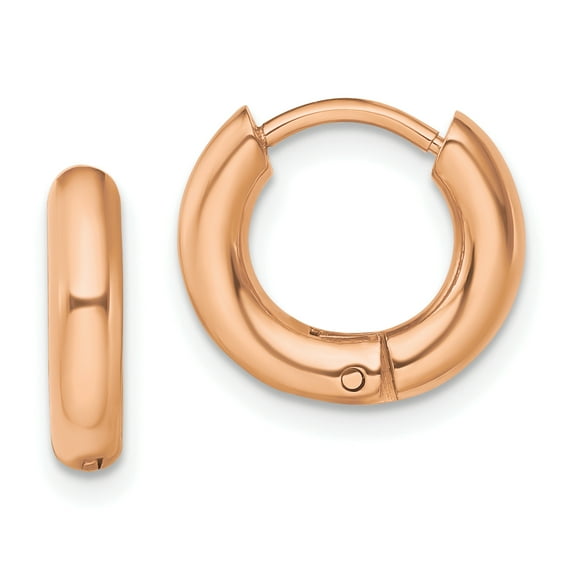 Primal Steel Stainless Steel Rose IP-plated 3mm Hinged Hoop Earrings