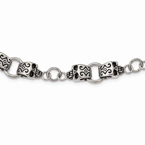 Primal Steel Stainless Steel Skull 24-inch Necklace
