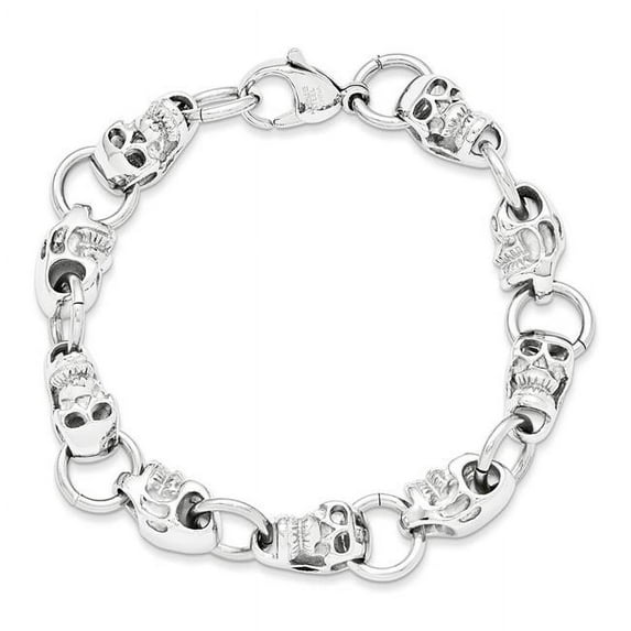 Primal Steel Stainless Steel Skulls 8.75in Bracelet