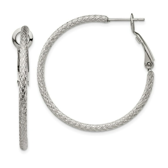 Primal Steel Stainless Steel Textured 2.00mm Hoop Earrings