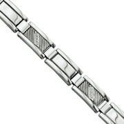 CHISEL Primal Steel Stainless Steel and Textured with Diamonds 8.5in Bracelet