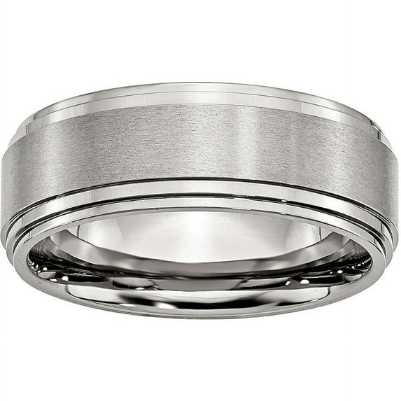 Primal Steel Stainless Steel with Brushed Center 8mm Ridged Edge Band