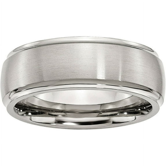 Primal Steel Stainless Steel with Brushed Center 8mm Ridged Edge Band