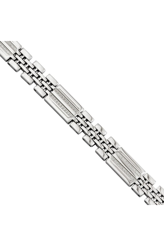 Primal Steel Stainless Steel with Diamonds Fancy 8.75in Bracelet