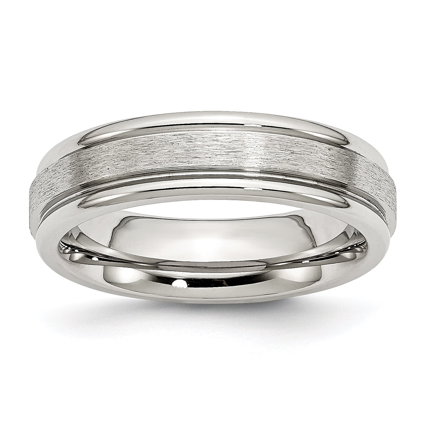 Primal Steel Stainless Steel with Satin Center 6mm Grooved Edge Band