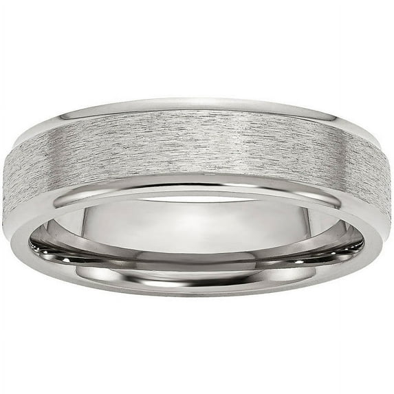 Primal Steel Stainless Steel with Satin Center 6mm Ridged Edge Band