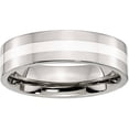 thumbnail image 1 of Primal Steel Stainless Steel with Sterling Silver Inlay 6mm Flat Band, 1 of 9