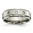 thumbnail image 1 of Primal Steel Titanium 1/5ct. tw. Diamond Ridged Edge 7mm Band, 1 of 9