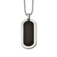 thumbnail image 1 of Primal Steel Titanium 24-inch Polished Black Carbon Fiber Dog Tag Necklace, 1 of 6