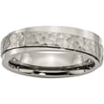 thumbnail image 1 of Chisel  Titanium Polished and Hammered 6mm Ridged Edge Band, 1 of 8