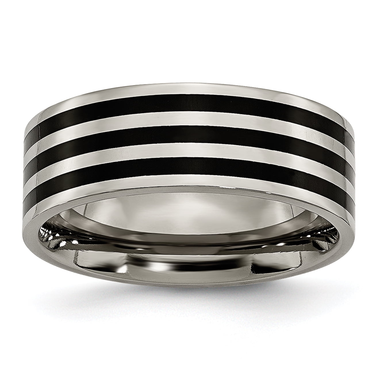 Primal Steel Titanium Black IP-plated Striped 8mm Band