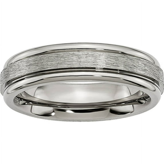 Primal Steel Titanium Brushed 6mm Grooved Edge Band