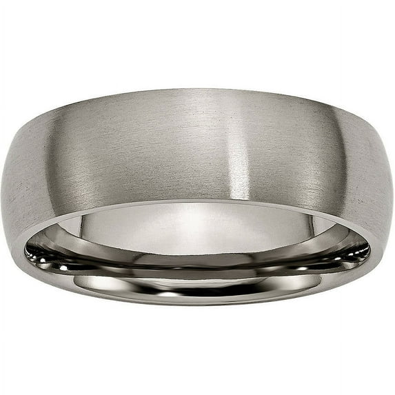 Primal Steel Titanium Brushed 7mm Half Round Band