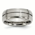 thumbnail image 1 of Primal Steel Titanium Brushed 8mm Grooved Ridged Edge Band, 1 of 6