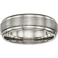 thumbnail image 1 of Primal Steel Titanium Brushed Center 7mm Ridged Edge Band, 1 of 8