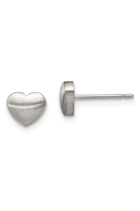 Titanium Brushed Heart Post Earrings