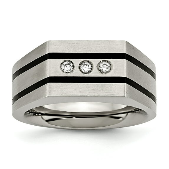 Primal Steel Titanium Brushed and Black IP-plated Cubic Zirconia Ring