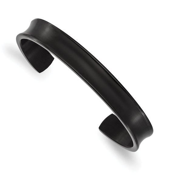 Primal Steel Titanium Brushed with Polished Edge Black IP-plated 10mm Cuff Bangle