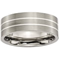 thumbnail image 1 of Primal Steel Titanium Brushed with Sterling Silver Inlay 8mm Flat Band, 1 of 9