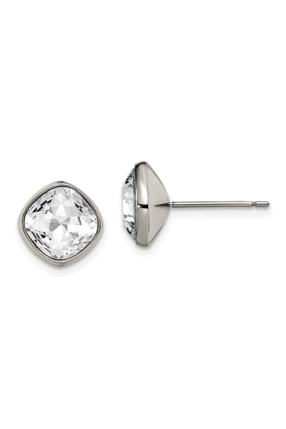 Titanium Faceted Crystal Square Post Earrings