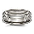 thumbnail image 1 of Titanium Polished Notched and Grooved 6mm Satin Band Ring Size 12.5 Ring for Women and Men, 1 of 2