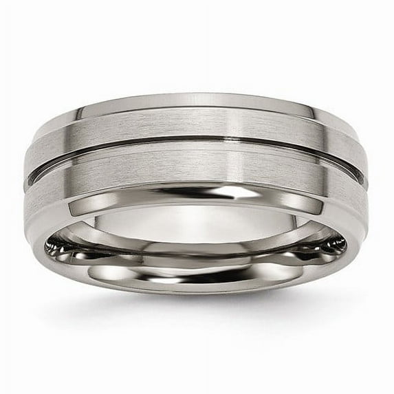 Primal Steel Titanium Grooved Ridged Edge 8mm Brushed Band