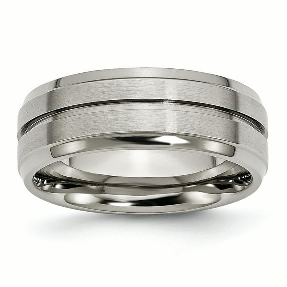 Primal Steel Titanium Grooved Ridged Edge 8mm Brushed Band