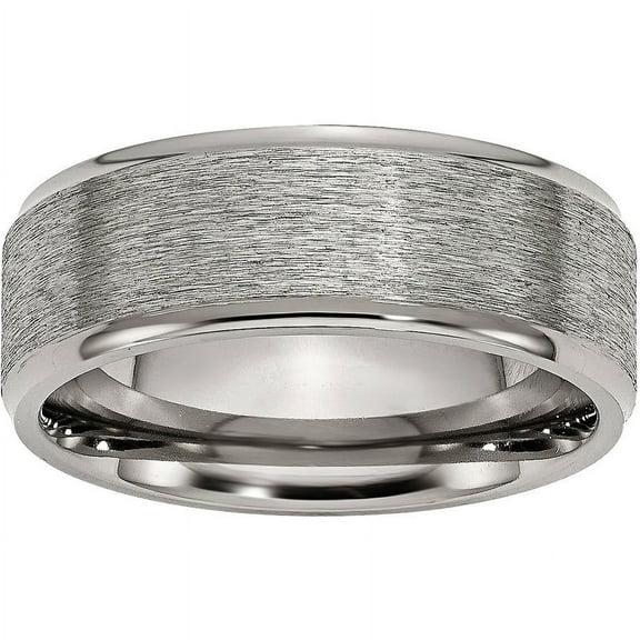 Primal Steel Titanium Ridged Edge 8mm Brushed Band