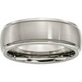 thumbnail image 1 of Primal Steel Titanium Ridged Edge 8mm Brushed and Polished Band, 1 of 11