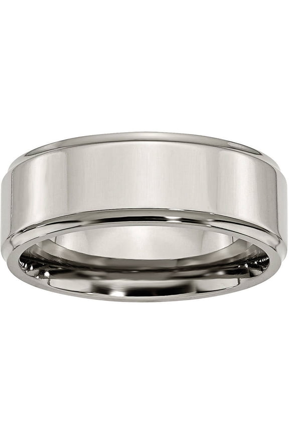 Titanium Ridged Edge 8mm Polished Band